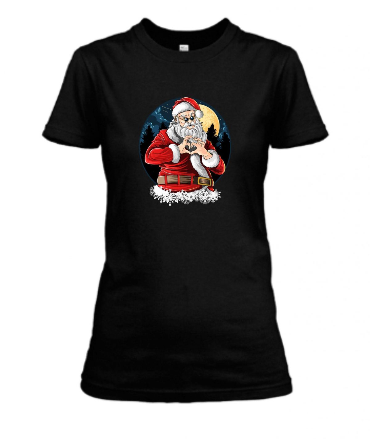 T-krekls sievietei ar apdruku Santa Klaus sirds