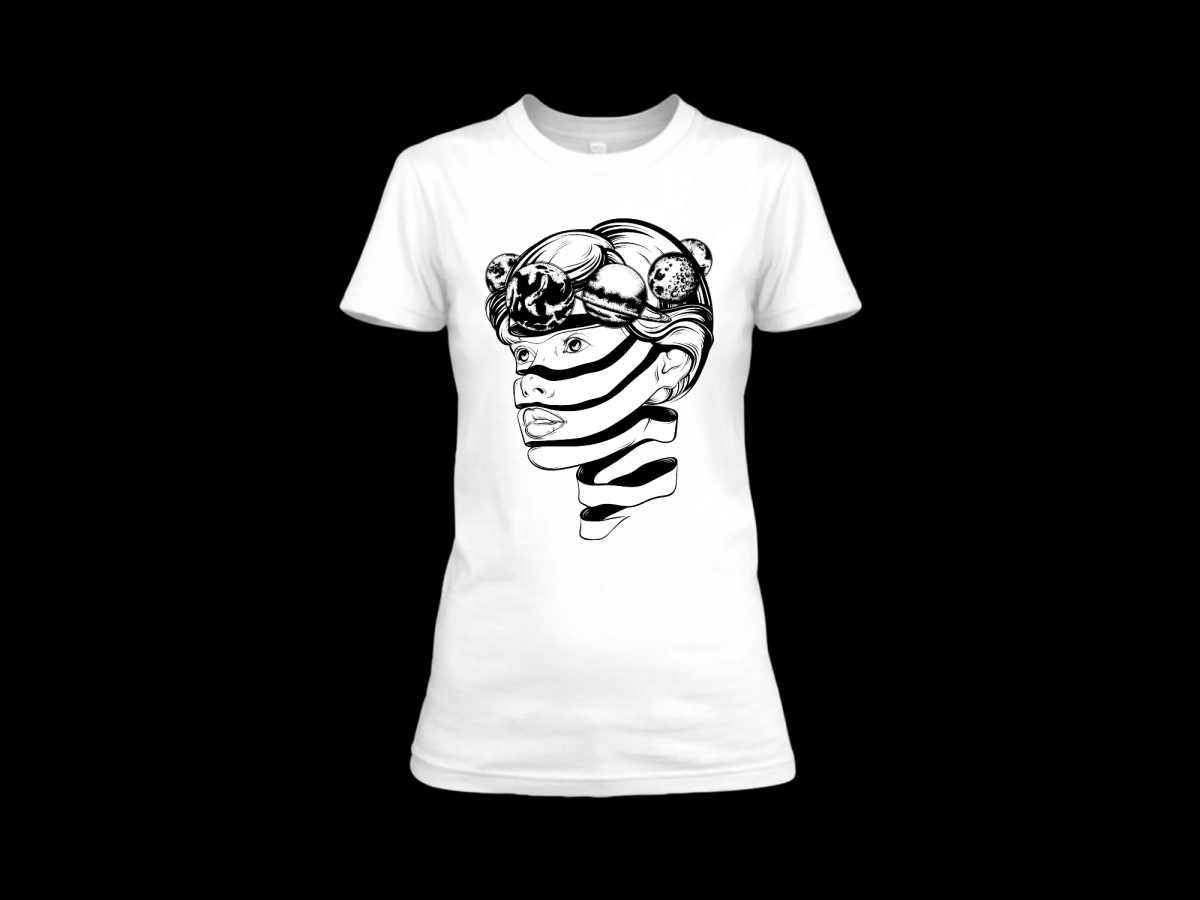 T-krekls ar sirreālu dizainu "Sieviete un kosmoss"