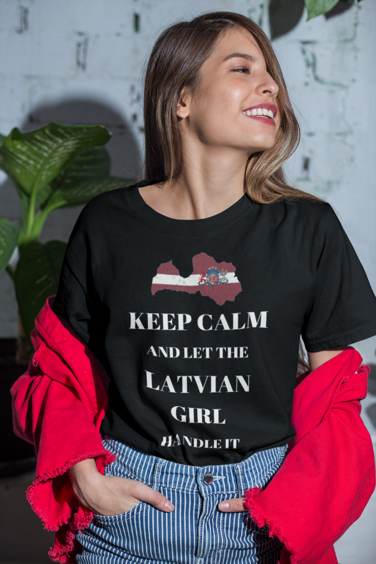 t-krekls ar apdruku "Let the Latvian girl handle it", , latviešiem