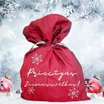 Auduma maisiņš Ziemassvētku dāvanu iesaiņošanai sarkans