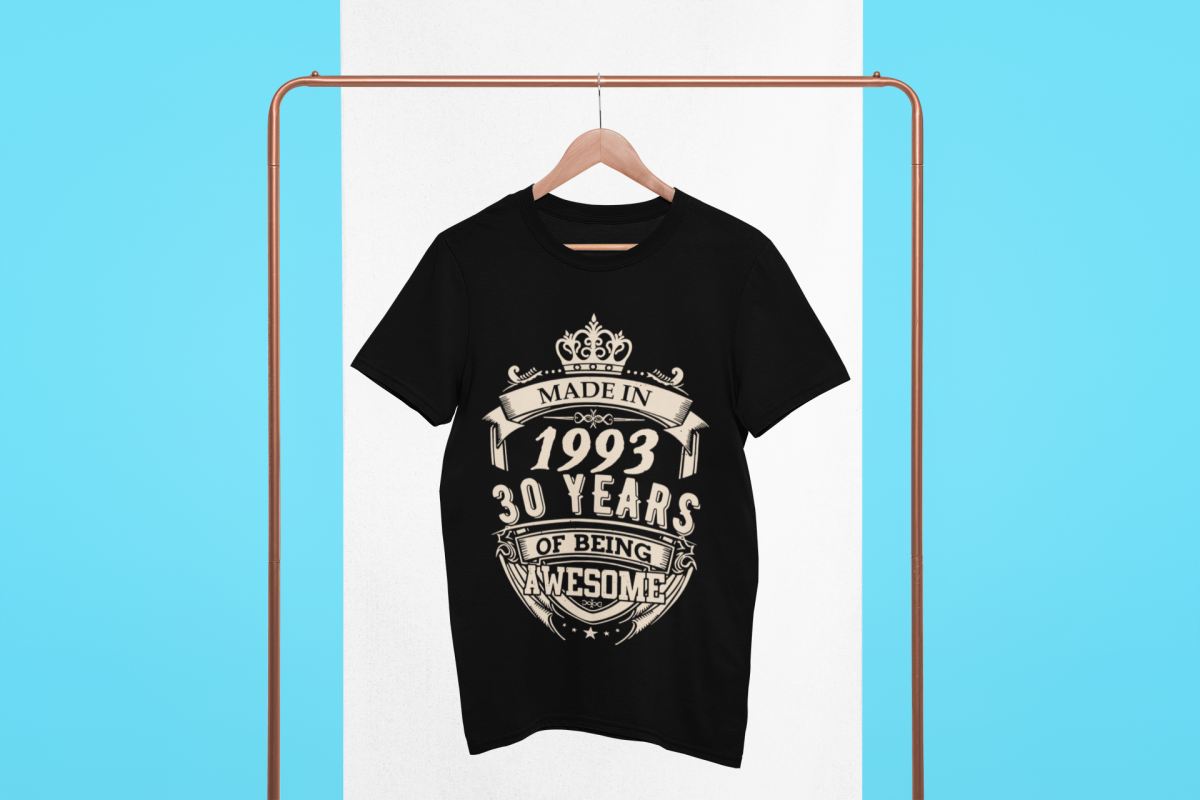 t-krekls ar apdruku “Made in 1993”, Dāvana 30 gadu dzimšanas dienā