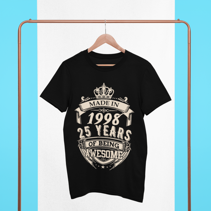 t-krekls ar apdruku “Made in 1998”, Dāvana 25 gadu dzimšanas dienā