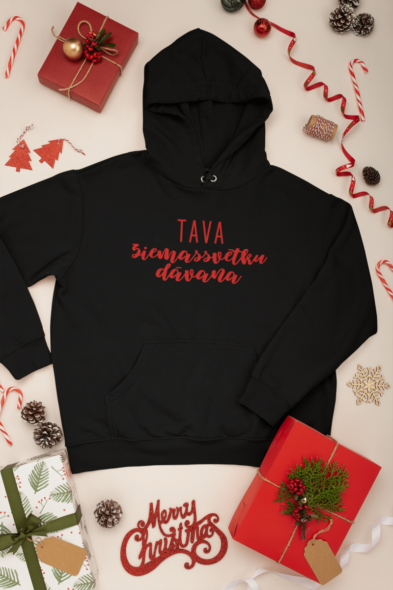 hūdijs ar apdruku “Tava Ziemassvētku dāvana”, dāvana Ziemassvētkos, Ziemassvētku dāvana