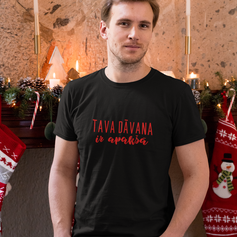t-krekls ar apdruku “Tava dāvana ir apakšā”, dāvana vīrietim, dāvana Ziemassvētkos