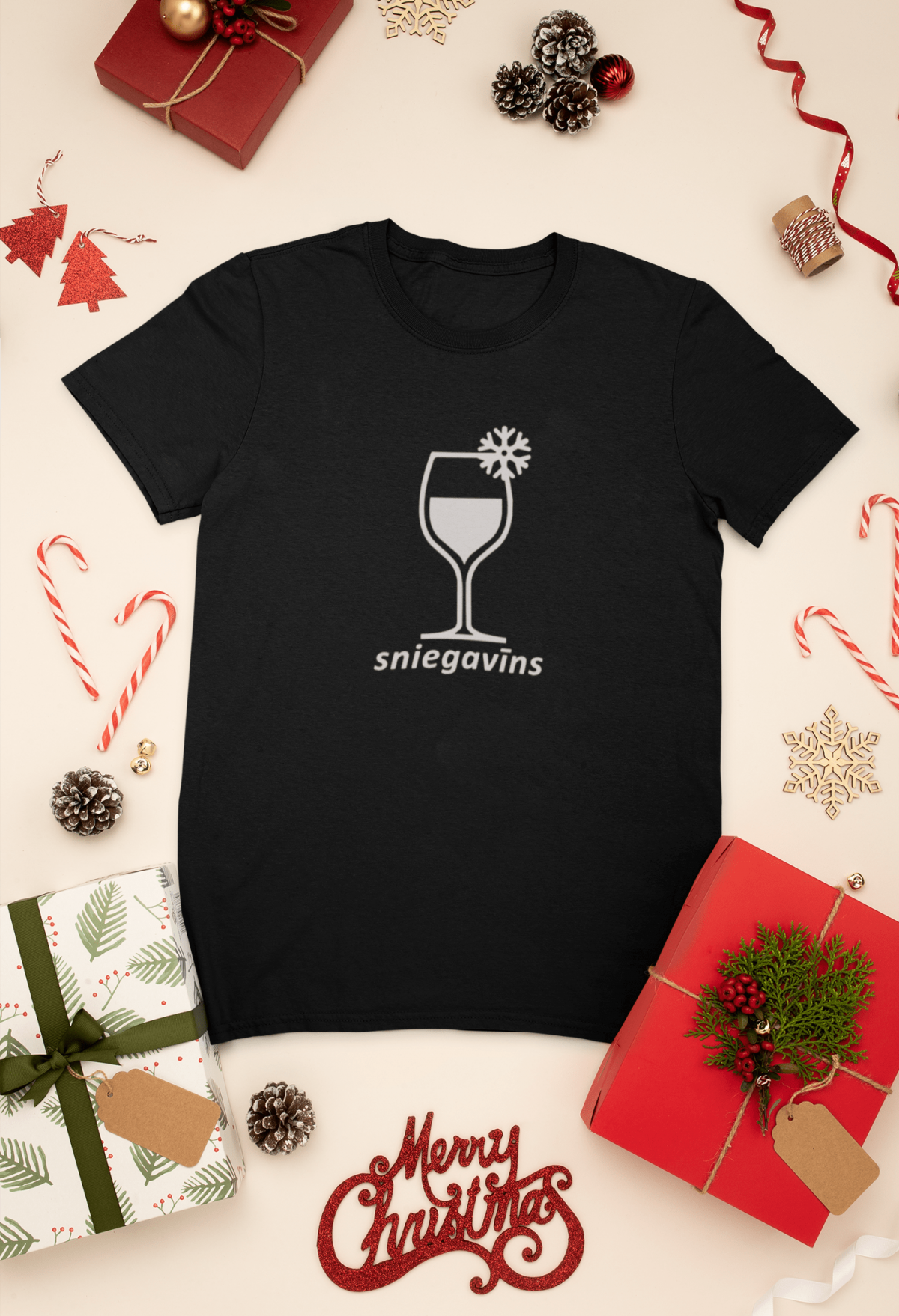 t-krekls ar apdruku "Sniegavīns", dāvana Ziemassvētkos