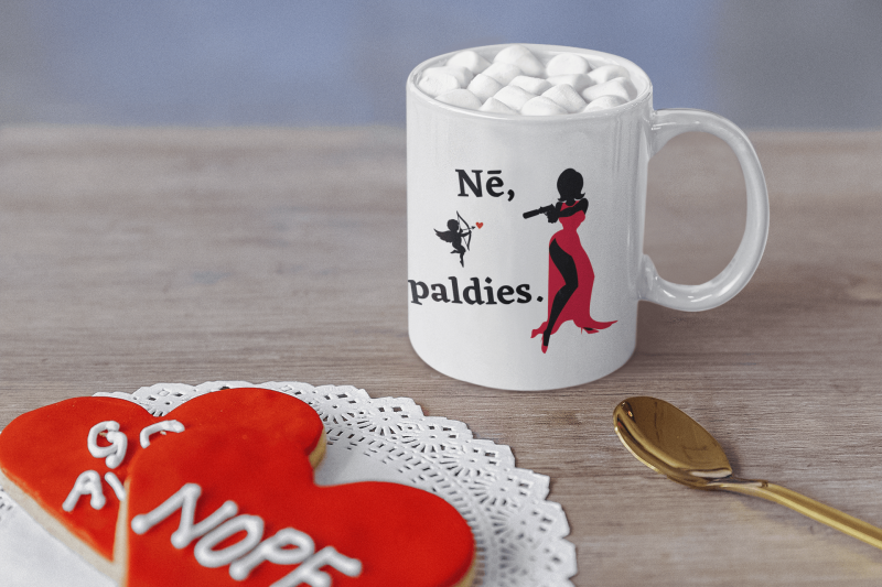 krūze ar apdruku "Nē, paldies", dāvana Valentīndienā