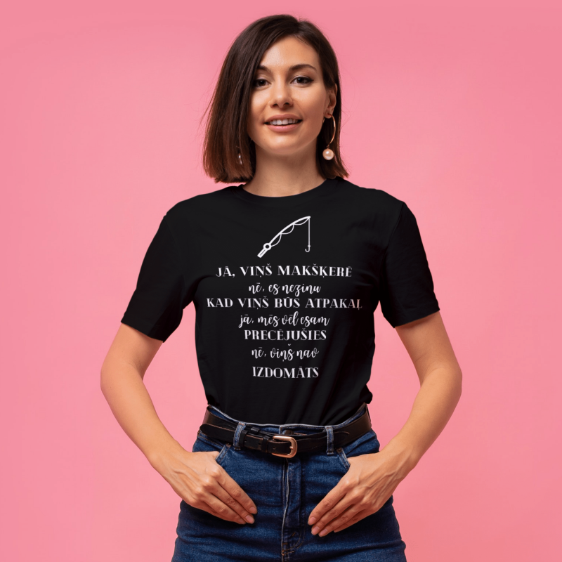 t-krekls ar apdruku “Makšķernieka sieva”, dāvana sievietei