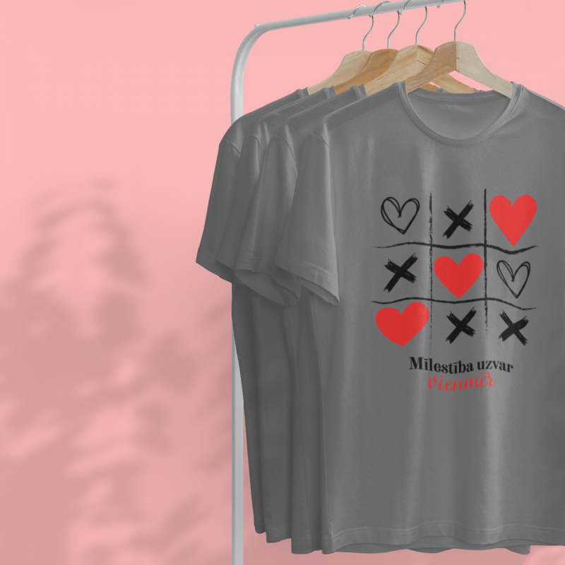 t-krekls ar apdruku "Mīlestība uzvar vienmēr", dāvana Valentīndienā