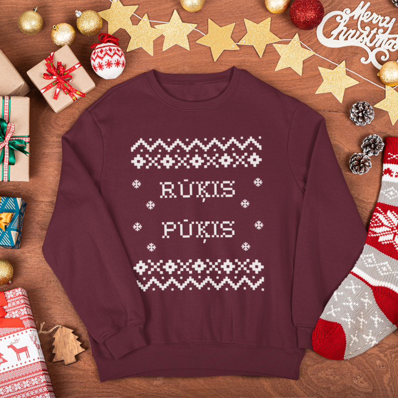 džemperis ar apdruku "Rūķis pūķis", dāvana Ziemassvētkos