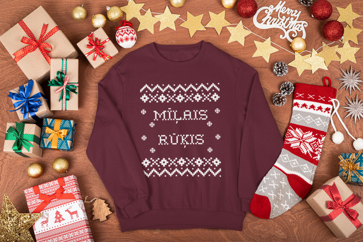 džemperis ar apdruku "Mīļais rūķis", dāvana Ziemassvētkos